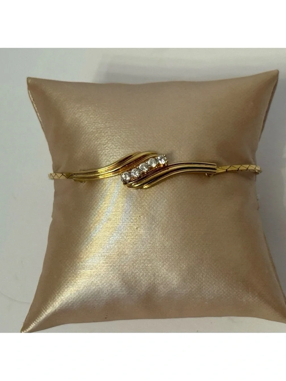 VINTAGE KOREA BRACELET GOLD PLATE RHINESTONE 6.75”